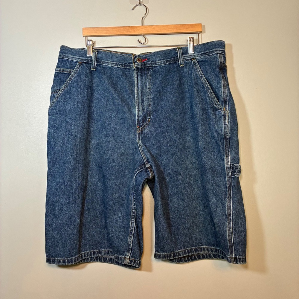 VTG Y2K Tommy Hilfiger Mens Carpenter Denim Shorts Blue Medium Wash Size 38 Loop